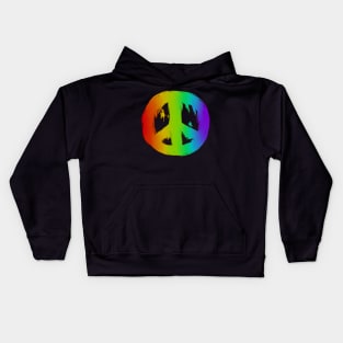 Ragged Peace Sign Rainbow Kids Hoodie